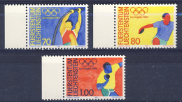 1984-Liechtenstein (MNH=**) Serie 3 Valori Olimpiade Los Angeles - Unused Stamps