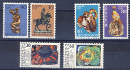 1975/6-Liechtenstein (MNH=**) 3 Serie 6 Valori Europa Sculture Dipinti - Ungebraucht