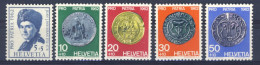 1962-Svizzera (MNH=**) Serie 5 Valori Jean Jacques Rousseau Monete - Andere & Zonder Classificatie