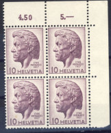 1946-Svizzera (MNH=**) Quartina Serie 1 Valore Pedagogo J.H.Pestalozzi - Andere & Zonder Classificatie