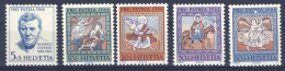 1966-Svizzera (MNH=**) Serie 5 Valori Dipinti Chiesa S.Martino Di Zillis - Sonstige & Ohne Zuordnung