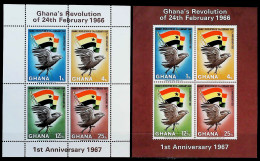 1967-Ghana (MNH=**) Due Foglietti 8v."I Anniversario Rivoluzione"cat.Yvert Euro  - Ghana (1957-...)