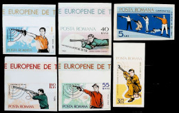 1965-Romania (MNH=**) S.6v.non Dentellati "Sport,tiro"catalogo Euro 20 - Sonstige & Ohne Zuordnung