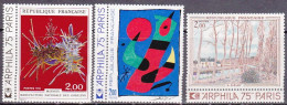 1974-Francia (MNH=**) S.3v."Expo Arphila,quadri"catalogo Unificato Euro 4,20 - Ongebruikt