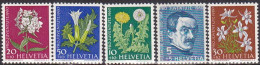 1960-Svizzera (MNH=**) S.5v."A.Calame Pittore,fiori" - Other & Unclassified
