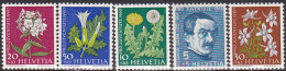 1960-Svizzera (MNH=**) S.5v."A.Calame Pittore,fiori" - Sonstige & Ohne Zuordnung