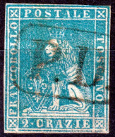 1857 TOSCANA Marzocco Cr.2 Azzurro (Sassone 13) Usato - Toscane