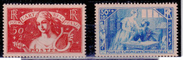 1935-FRANCIA Pro Intellettuali Disoccupati Serie Completa Nuova Traccia Linguell - Unused Stamps