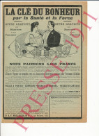 Publicité 1911 Maclaughlin La Clé Du Bonheur Electro-vigueur (Ceinture) Thème Appareil électrique Médical - Advertising