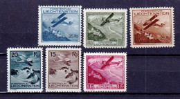 1930 (*=MLH) LIECHTENSTEIN Posta Aerea Areoplani In Volo Serie Completa Nuova Tr - Unused Stamps