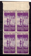 1950 (MNH=**) RADIODIFFUSIONE Blocco Di Quattro Lire 20 Nuovo Gomma Originale Ed - 1946-60: Nuovi