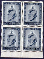 1949 (MNH=**) MAZZINI Blocco Quattro Lire 20 Nuovo Gomma Originale Ed Integra - 1946-60: Mint/hinged