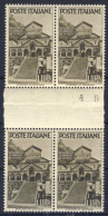 1946-Italia (MNH=**) Quartina L.4 Repubbliche Medievali Con Interspazio Di Grupp - 1946-60: Nieuw/plakker