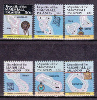 1985-Marshall (MNH=**) S.6v."Carte Delle Isole III°s." - Marshall