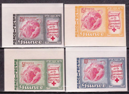 1963-Guinea (MNH=**) S.4v.non Dentellati "anniversario Croce Rossa Mercury"catal - Guinée (1958-...)