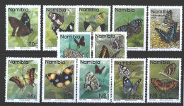 1993-Namibia (MNH=**) Serie 12 Valori Farfalle - Namibië (1990- ...)