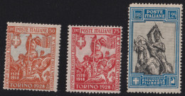1928-Italia (MNH=**) 3 Valori Della Serie Emanuele Filiberto (233/35) - Ungebraucht