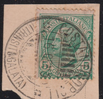 1909-Italia (F=on Pierce) 5c.Leoni Con Annullo Completo Di Costantinopoli Transi - Usados