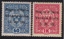 1918-Venezia Giulia (MLH=*) 60c. + 1k. - Venezia Giuliana