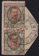 1922-Italia (F=on Pierce) Coppia L.1 Floreale Con Annullo Completo Di Costantino - Marcophilie