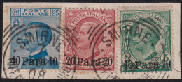 1908-Albania (F=on Piece) 3 Valori Con Annullo Tondo Riquadrato Di Smirne - Eritrea