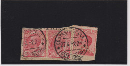 1922-Italia (F=on Pierce) Coppia 10c.Leoni+Perfin 60c. Con Annullo Completo Di C - Marcophilia