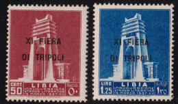 1937-Libia (MNH=**) Serie 2 Valori 11° Fiera Di Tripoli (142/3) - Libië