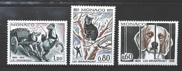 1975-Monaco (MNH=**) Serie 3 Valori Cane Gatto Cavallo - Other & Unclassified