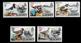 1984-Alderney (MNH=**) Serie 5 Valori Uccelli - Alderney