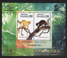 1996-Indonesia (MNH=**) Foglietto 2 Valori Scimmie - Indonésie