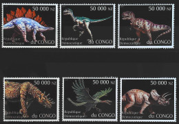 1997-Congo (MNH=**) Serie 6 Valori Animali Preistorici - Nuevas/fijasellos