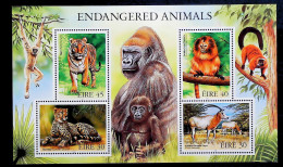 1998-Irlanda (MNH=**) Blocco Foglietto 4 Valori Pesci D'estinzione Tigre Leopard - Unused Stamps
