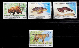 1990-Grecia (MNH=**) Serie 4 Valori Orso Lince Foca Tartaruga Marina - Sonstige & Ohne Zuordnung