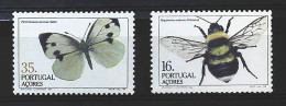 1985-Azzorre (MNH=**) Serie 2 Valori Farfalla Ape - Azoren