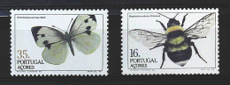 1985-Azzorre (MNH=**) Serie 2 Valori Farfalla Ape - Açores