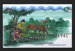 2001-Indonesia (MNH=**) Foglietto Numerato Ecophila Cervi Ragazzi - Indonesië