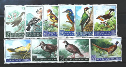 1960-San Marino (MNH=**) Serie 10 Valori Uccelli - Ungebraucht