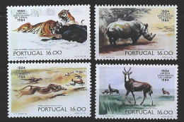 1984-Portogallo (MNH=**) Serie 4 Valori Zoo Di Lisbona Tigre Rinoceronte Gazzell - Sonstige & Ohne Zuordnung