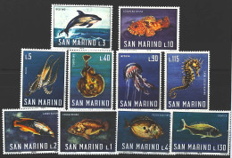 1966-San Marino (MNH=**) Serie 10 Valori Fauna Marina - Ongebruikt