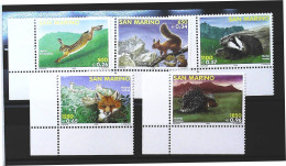 1999-San Marino(MNH=**) Serie 5 Valori Lepre Scoiattolo Tasso Volpe Istrice - Nuevos