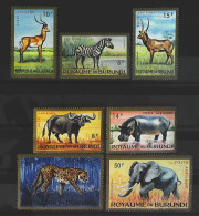 1974-Burundi (MNH=**) Serie 7 Valori Ghepardo Antilope Bufalo Ippopotamo Elefant - Other & Unclassified