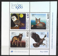 1980-Portogallo (MNH=**) Foglietto 4 Valori Gufo Aquila Volpe Lupo - Sonstige & Ohne Zuordnung