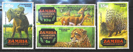 1972-Zambia (MNH=**) Serie 4 Valori Elefante Antilope Leopardo Istrice - Zambie (1965-...)