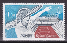 1978-Francia (MNH=**) S.1v. "Tennis, Roland Garros" - Neufs