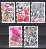 1973-Francia (MNH=**) S.5v."Pro Croce Rossa,personaggi Celebri" - Unused Stamps