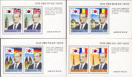 1986-Corea Del Sud (MNH=**) Serie Quattro Foglietti "Visita Del Presidente Corea - Korea (Süd-)