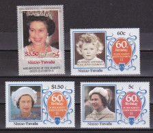 1986-Nukufetau Tuvalu (MNH=**) S.4v."60° Compleanno Della Regina Elisabetta II" - Tuvalu