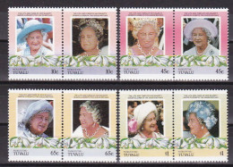 1985-Nukufetau Tuvalu (MNH=**) S.8v."Anniversary Of The Queen Mother" - Tuvalu (fr. Elliceinseln)