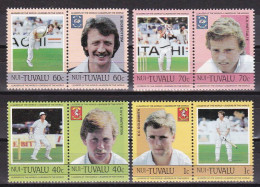 1985-Nui Tuvalu (MNH=**)s.8v."Giocatori Di Cricket" - Tuvalu (fr. Elliceinseln)