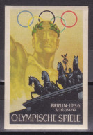 1936-Germania (MNH=**) Erinnofilo Non Dentellato "Olympische Spiele Berlin" - Cinderellas